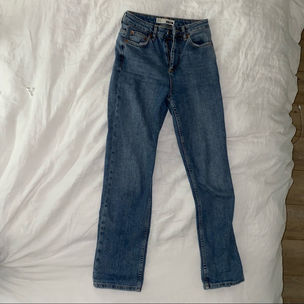 Topshop Straight Leg Moto Jeans